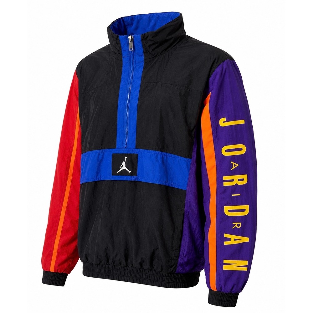 Nike Air Jordan Retro Colorblock Hooded Windbreaker Pullover Jacket Men's L - Picture 1 of 16